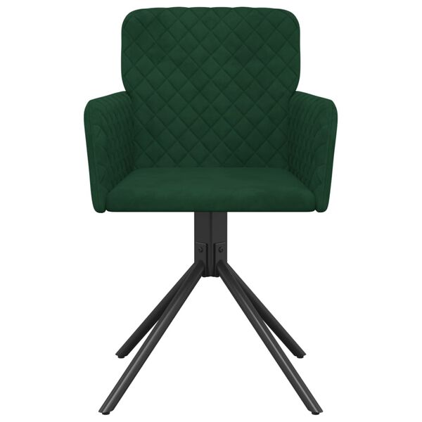 vidaXL Sillas de comedor giratorias 2 unidades terciopelo verde oscuro