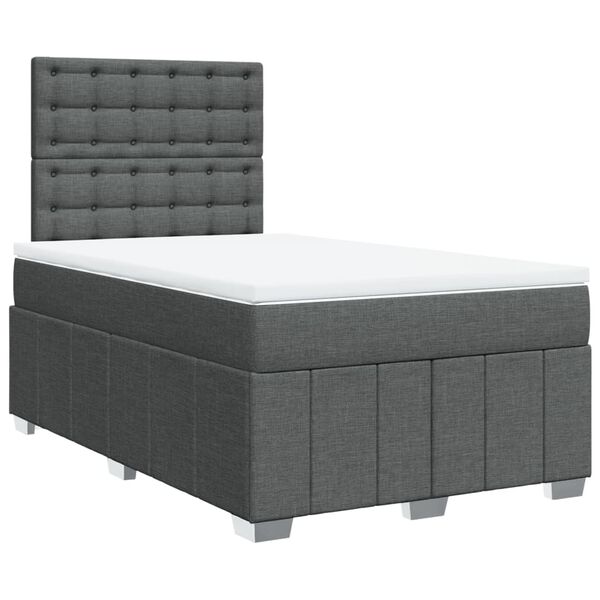 vidaXL Cama box spring con colch&oacute;n tela gris oscuro 120x190 cm
