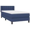 vidaXL Cama box spring con colch&oacute;n tela azul 90x200 cm