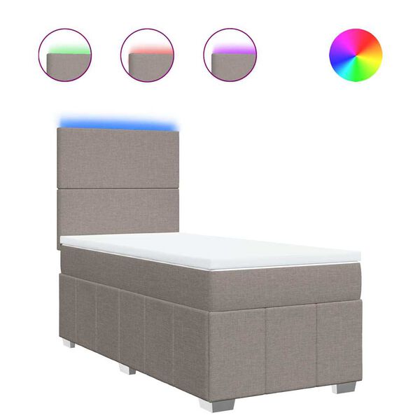 vidaXL Cama box spring con colch&oacute;n tela gris taupe 80x200 cm