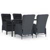 vidaXL Set de comedor para jard&iacute;n 5 piezas rat&aacute;n sint&eacute;tico gris oscuro
