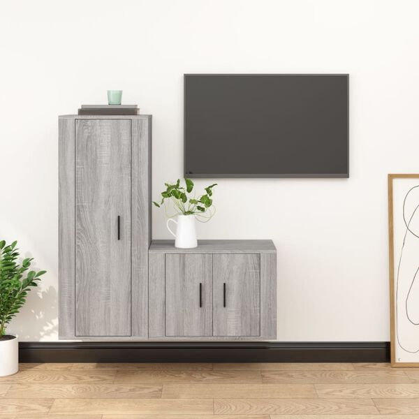 vidaXL Set de muebles para TV 2 pzas madera contrachapada gris Sonoma