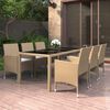 vidaXL Set de comedor de jard&iacute;n 7 pzas rat&aacute;n sint&eacute;tico vidrio beige