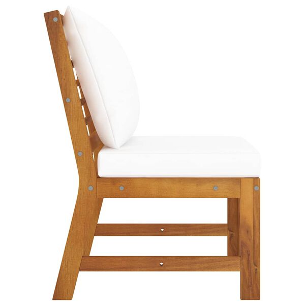 vidaXL Sofá seccional central con cojín crema madera maciza acacia