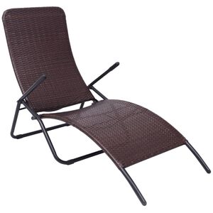 vidaXL Tumbona plegable de rat&aacute;n sint&eacute;tico marr&oacute;n