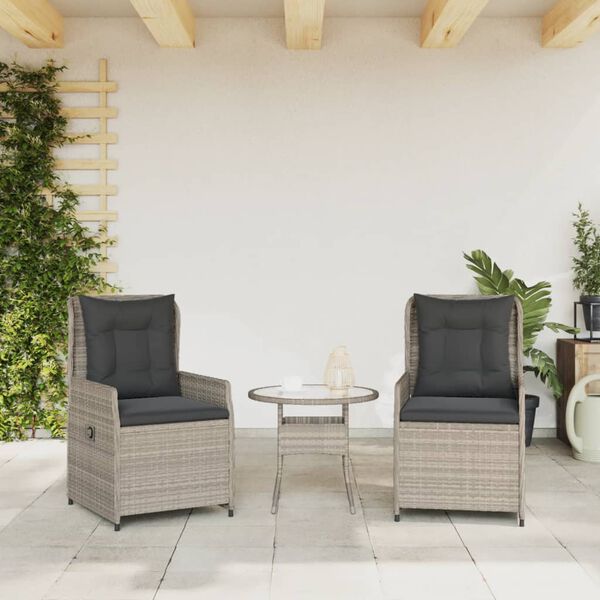vidaXL Sillones reclinables de jardín 2 uds ratán sintético gris claro