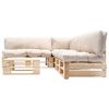 vidaXL Muebles de palets de jard&iacute;n con cojines arena 4 piezas madera