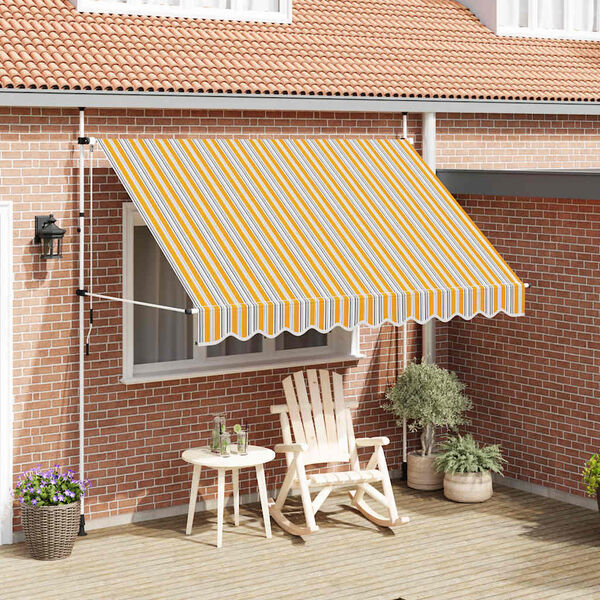 vidaXL Toldo manual retr&aacute;ctil 300 cm amarillo y azul a rayas