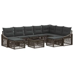 vidaXL Conjunto de sof&aacute;s de jard&iacute;n 10 uds. Gris rat&aacute;n sint&eacute;tico