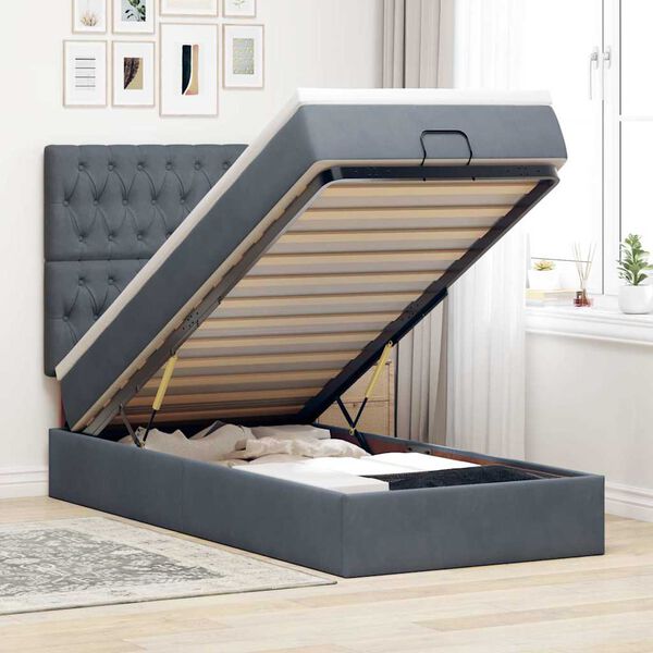 vidaXL Estructura cama otomana colchones terciopelo gris oscuro