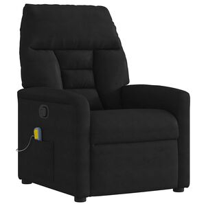 vidaXL Sill&oacute;n reclinable de masaje tela de microfibra negro