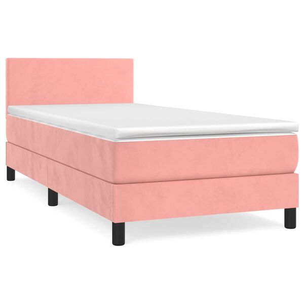 vidaXL Cama box spring con colch&oacute;n terciopelo rosa 80x200 cm