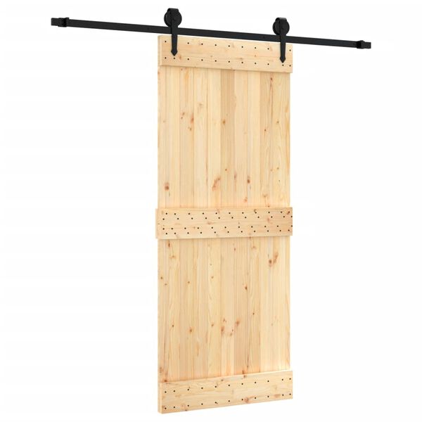 vidaXL Puerta corredera con herrajes madera maciza de pino 85x210 cm