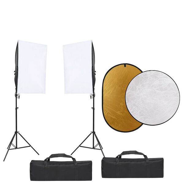 vidaXL Kit de estudio fotogr&aacute;fico con set de luces y reflector