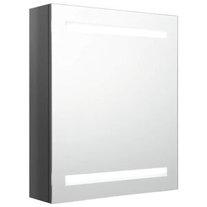 vidaXL Armario de ba&ntilde;o con espejo LED gris brillante 50x14x60 cm