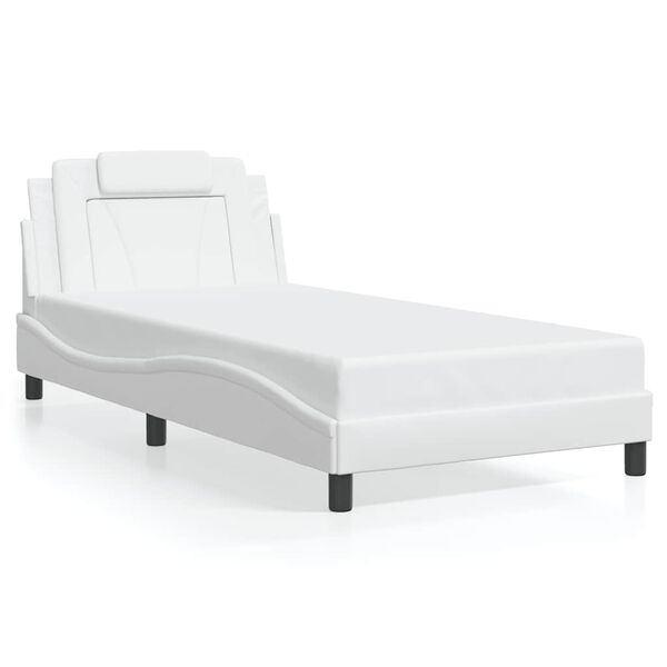 vidaXL Estructura de cama Viana sin colch&oacute;n cuero sint&eacute;tico blanco 100x200cm