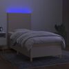 vidaXL Cama box spring colch&oacute;n y luces LED tela crema 90x200 cm
