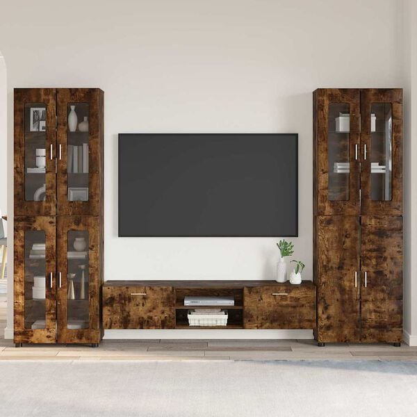 vidaXL Conjunto de mueble de TV con caj&oacute;n FLORIN Roble ahumado