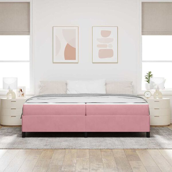 vidaXL Estructura de cama con colch&oacute;n Rosa 200 x 200 cm tela
