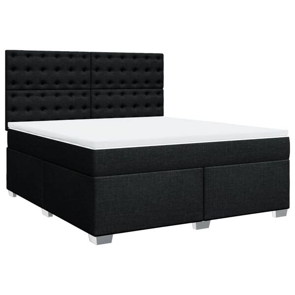 vidaXL Cama box spring con colch&oacute;n tela negro 180x200 cm