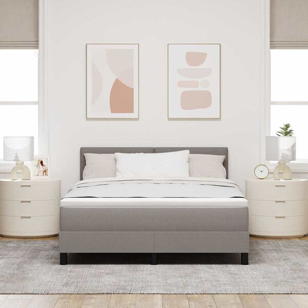 vidaXL Cama tipo Box Spring con colch&oacute;n Taup&eacute; 140 x 190 cm tela