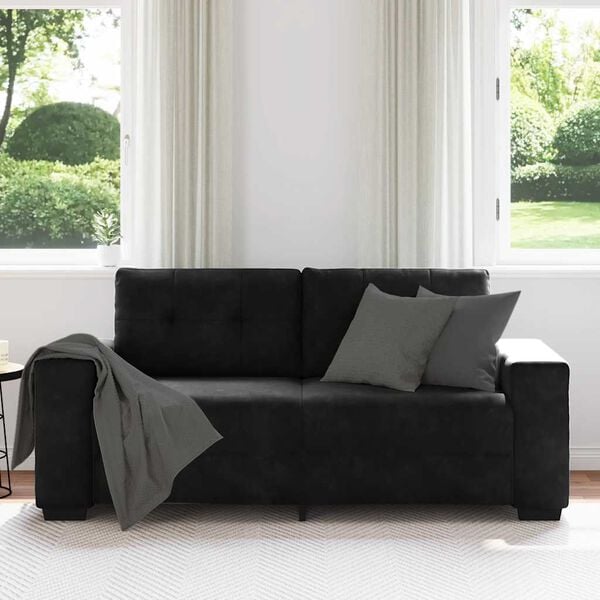 vidaXL Sof&aacute; Loveseat Terciopelo Negro 180x77x82 cm