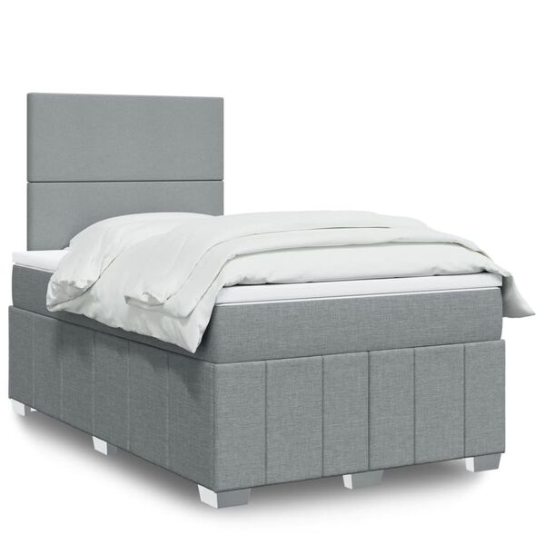 vidaXL Cama box spring con colch&oacute;n tela gris claro 120x190 cm