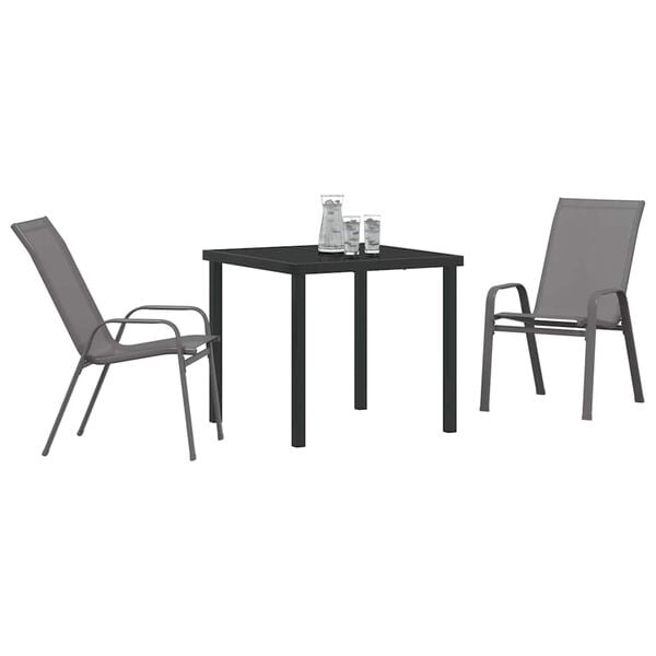 vidaXL Conjunto de Comedor de Jard&iacute;n 3 pcs Gris y Negro