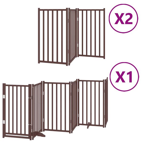 vidaXL Puerta de perros plegable 12 paneles madera &aacute;lamo marr&oacute;n 600 cm