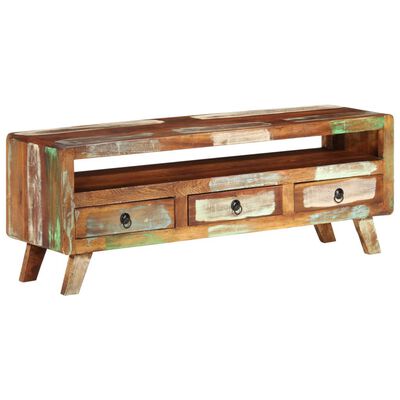 vidaXL Mueble de TV madera maciza reciclada multicolor 110x30x40 cm
