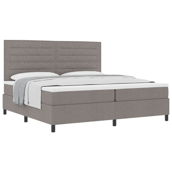 vidaXL Cama tipo Box Spring con colch&oacute;n Taup&eacute; 200 x 200 cm tela