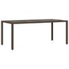 vidaXL Set de mesa y sillas jard&iacute;n 7 pzas con cojines rat&aacute;n PE marr&oacute;n