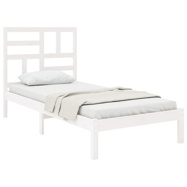 vidaXL Estructura de cama sin colch&oacute;n madera maciza blanco 90x200 cm