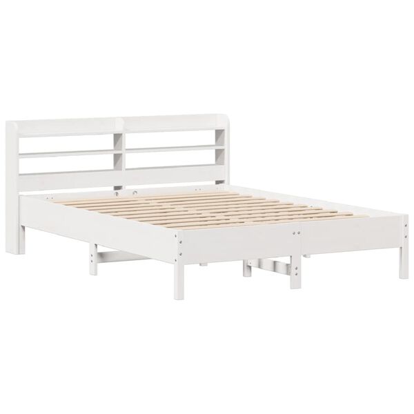 vidaXL Estructura de cama sin colch&oacute;n madera de pino blanca 140x190 cm