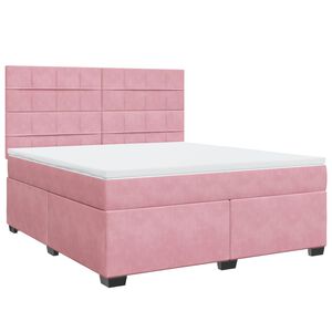 vidaXL Cama box spring con colch&oacute;n terciopelo rosa 180x200 cm