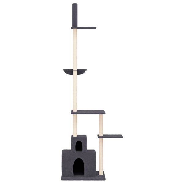 vidaXL &Aacute;rbol rascador gatos suelo a techo gris oscuro 250,5-276,5 cm