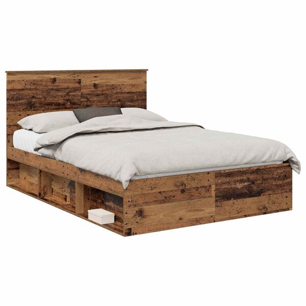 vidaXL Estructura de cama con cabecera Madera vieja 140 x 190 cm