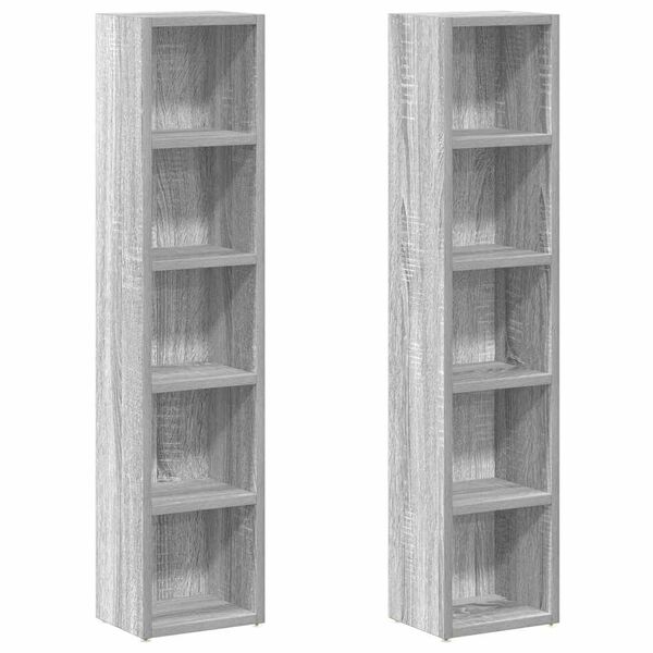 vidaXL Estantería para CD 2 uds madera gris Sonoma 21x16x93,5 cm
