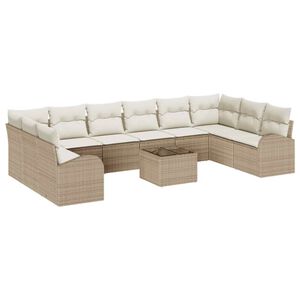 vidaXL Conjunto de sof&aacute;s de jard&iacute;n 11 uds. Beige y Crema