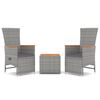 vidaXL Juego muebles jard&iacute;n 3 pzas madera acacia rat&aacute;n sint&eacute;tico gris