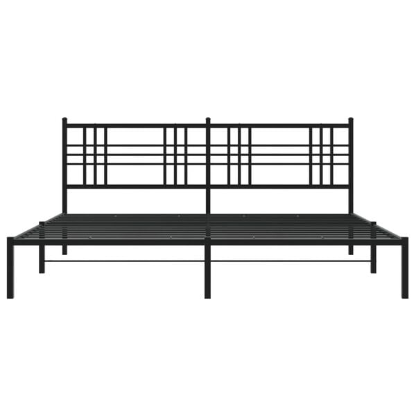 vidaXL Estructura cama sin colch&oacute;n con cabecero metal negro 193x203 cm