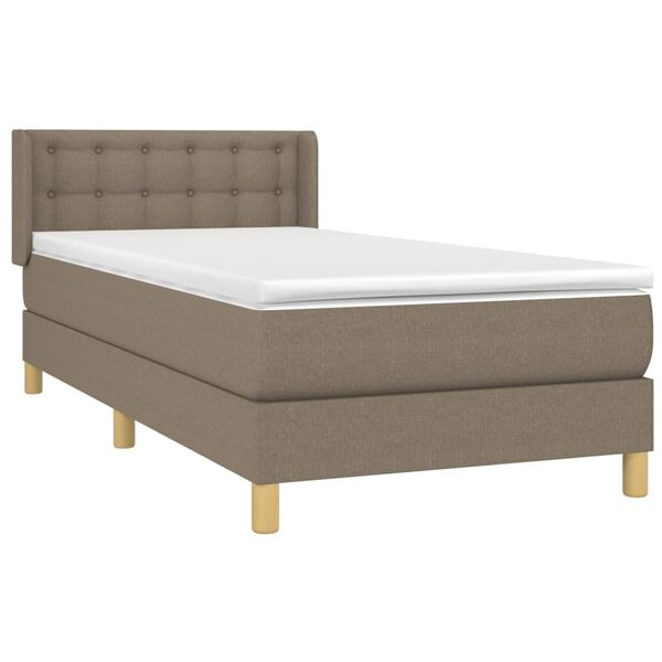 vidaXL Cama box spring con colch&oacute;n tela gris taupe 90x200 cm