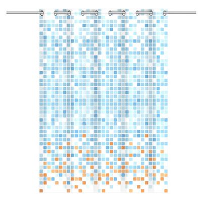 EISL Cortina de ducha con mosaico azul y naranja 200x180x0,2 cm
