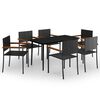 vidaXL Juego de comedor para jard&iacute;n 7 piezas negro