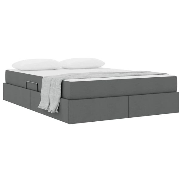 vidaXL Cama con almacenamiento y colchón Gris oscuro 140 x 200 cm