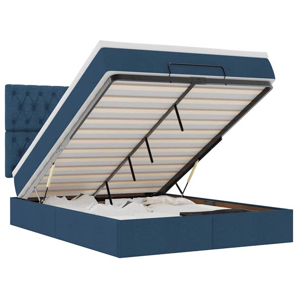 vidaXL Estructura de cama otomana colch&oacute;n tela azul pardo 140x200cm