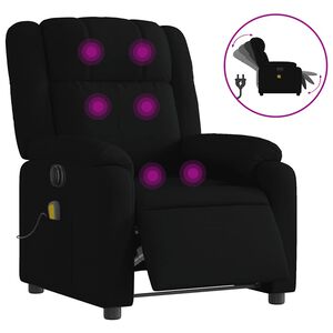 vidaXL Sill&oacute;n reclinable de masaje el&eacute;ctrico tela negro