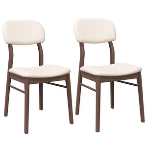 vidaXL Sillas de comedor con cojines 2 uds madera maciza marr&oacute;n caucho