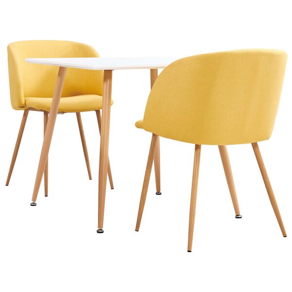 vidaXL Juego de comedor 3 piezas tela amarillo