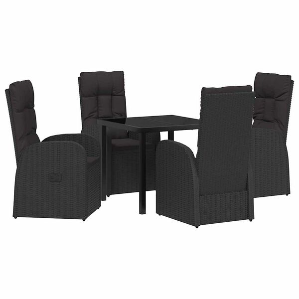 vidaXL Conjunto de Comedor de Jard&iacute;n 5 pcs Negro rat&aacute;n sint&eacute;tico